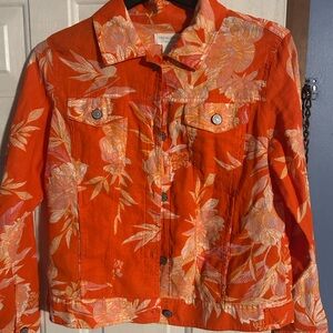 Cynthia Rowley Orange Floral Jean Jacket